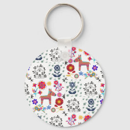 Porte-clés Alpaca Pinata With Blue House and Flowers