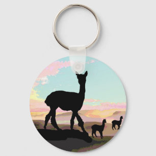 Porte-clés Alpacas coucher de soleil