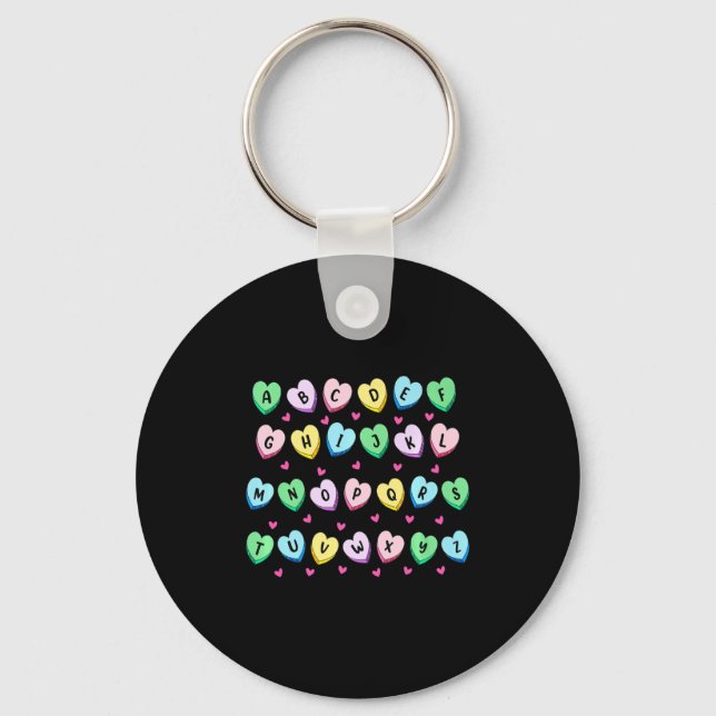 Porte-clés Alphabet Candy Heart Love Valentines Day Teacher  (Recto)