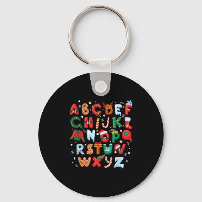 Porte-clés Alphabet de Noël pour Enseignant Retour à l'école  (Recto)