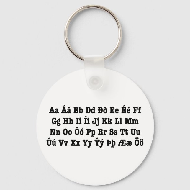 Porte-clés Alphabet islandais [Íslenska Stafrófið] (Recto)