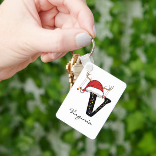 Porte-clés alphabet personnalisé de Noël pour Papa