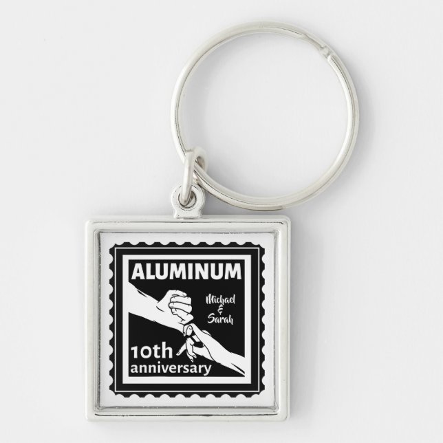 Porte-clés ALUMINUM cadeau traditionnel 10e anniversaire mari (Devant)