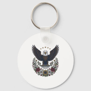 Porte-clés Amateur de vin rouge et bleu patriotique