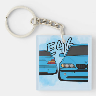 Porte-clés Amateur de voiture de sport européenne bleue dessi