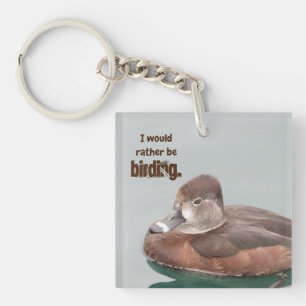 Porte-clés Amateur d'oiseaux Femme Flottant Canard Photo Oise