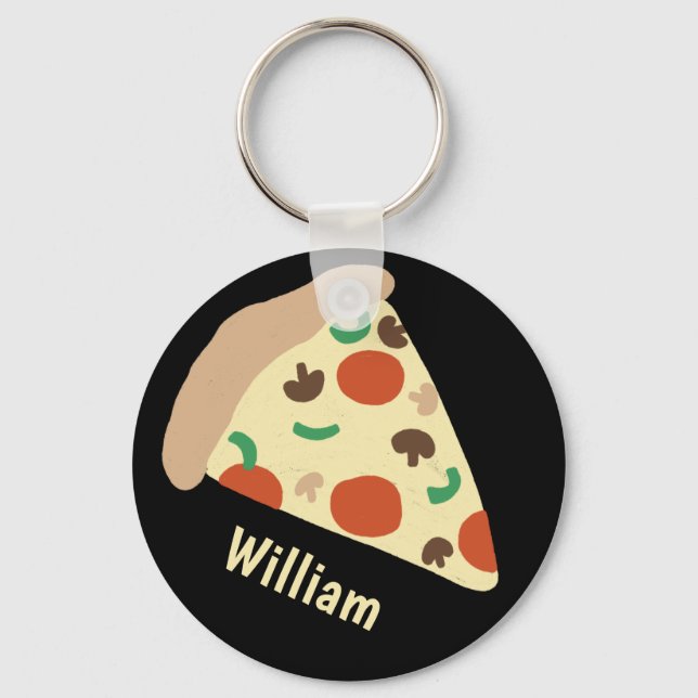 Porte-clés Amateurs de pizza amusant Yummy Nom personnalisé (Recto)