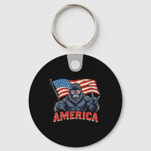 Porte-clés America Bigfoot Sasquatch Juillet 4 Usa Drapeau Ro