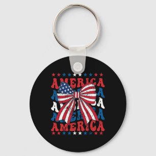 Porte-clés American Coquette Bow Patriotique Usa Drapeau Happ
