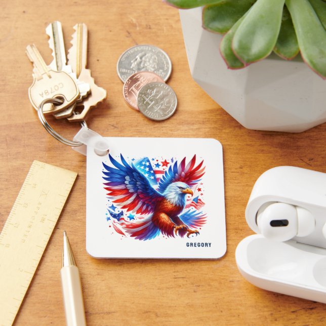Porte-clés American Eagle Patriotique Design Rouge Blanc Bleu (Bureau)