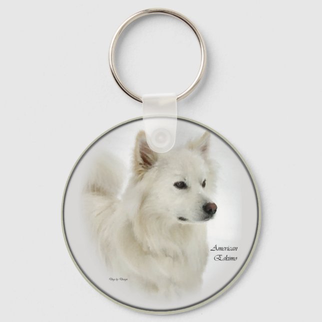 Porte-clés American Eskimo Dog Cadeaux Art (Recto)