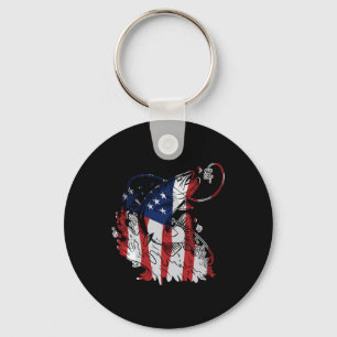 Porte-clés American Flag Bass Fish 4 juillet pour pêcheur