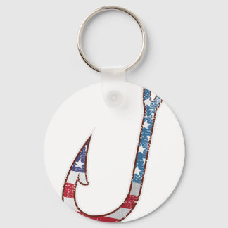 Porte-clés American Flag Design Fish Hook, 4 juillet Fisher