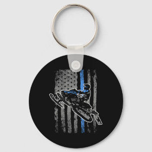 Porte-clés American Flag Motoneige Idée cadeau Rider