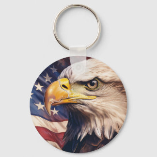 Porte-clés American Flag with Bald Eagle Head