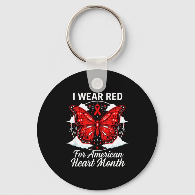 Porte-clés American Heart Disease Awareness Month Ribbon Red  (Recto)