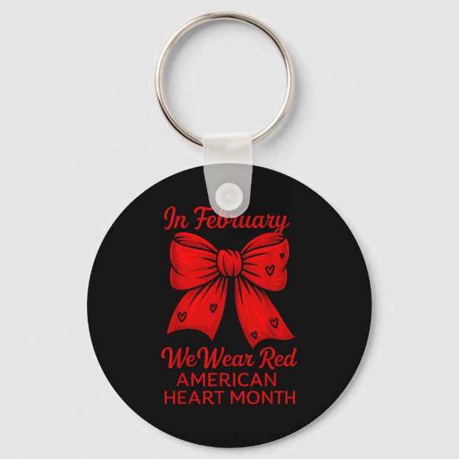 Porte-clés American Heart Disease Awareness Month Ribbon Red  (Recto)
