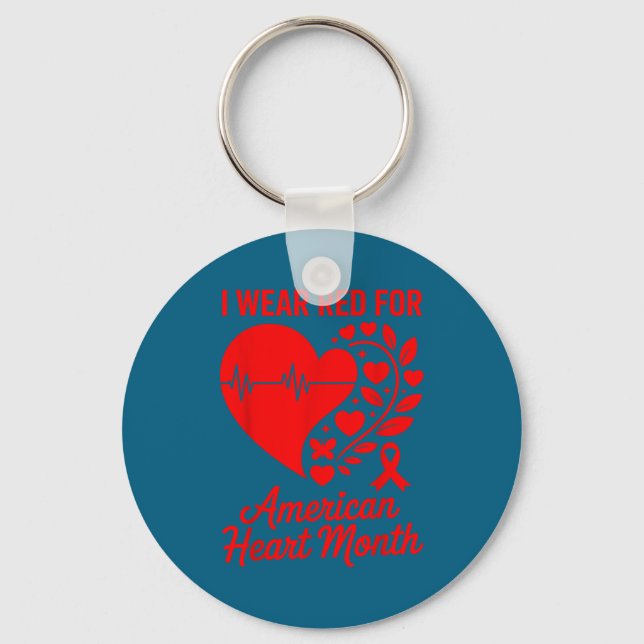 Porte-clés American Heart Disease Awareness Month Ribbon Red  (Recto)