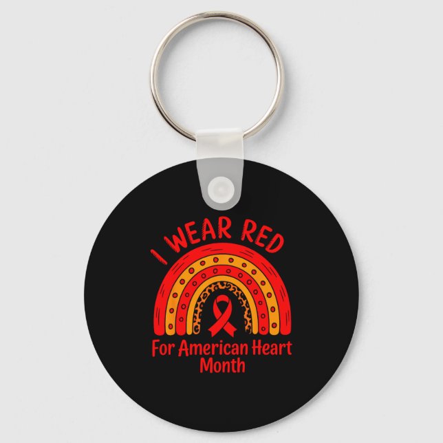 Porte-clés American Heart Disease Awareness Month Ribbon Red  (Recto)