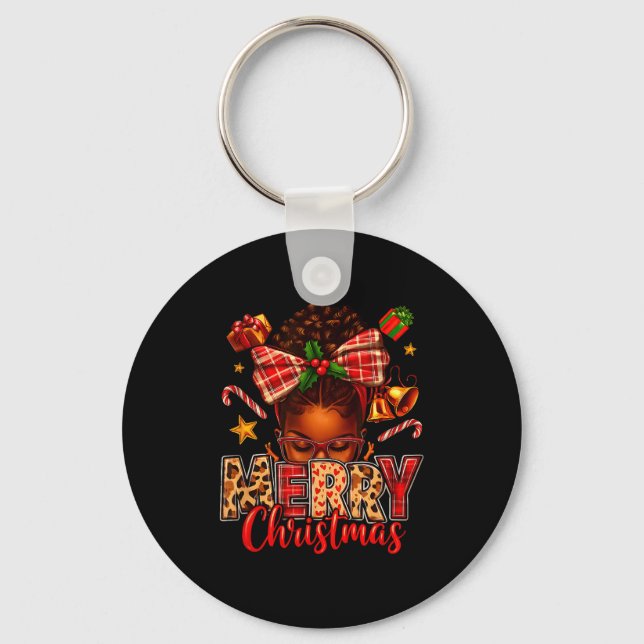 Porte-clés American Melanin Afro Sleigh Queen Christmas Afric (Recto)