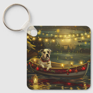 Porte-clés American Staffordshire Noël Festival Voyage