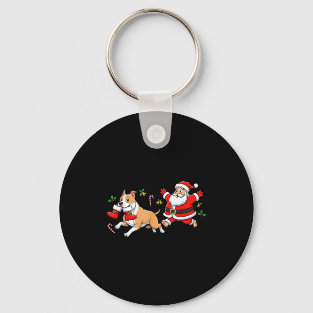 Porte-clés American Staffordshire Terrier Santa Claus Boots C (Recto)