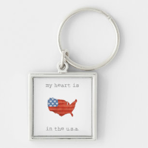 Porte-clés   americana mon coeur est dans la carte des