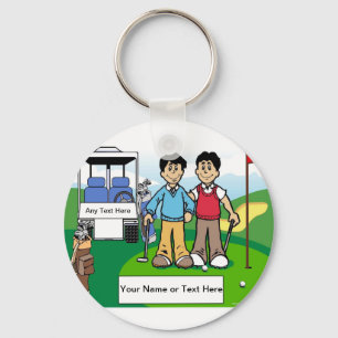 Porte-clés Amis de golf - Cartoon Homme & Homme