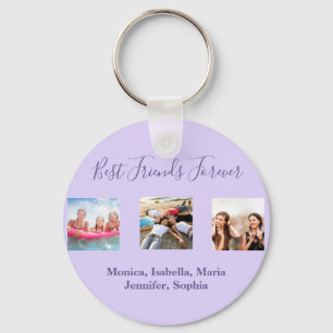 Porte-clés Amis pour toujours BFF nom photo violet