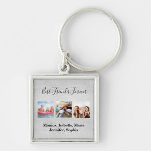 Porte-clés Amis pour toujours BFF photos en argent