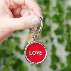 Porte-clés Amour blanc rouge typographie moderne mignonne