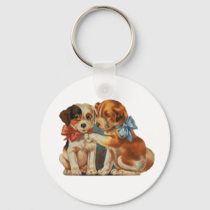 Porte-clés Amour de chiots vintage pour la Saint-Valentin, de