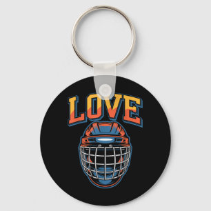 Porte-clés Amour de hockey rétro fleurs groovy et casque