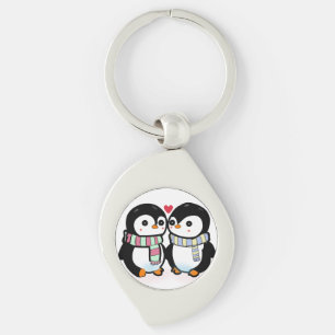 Porte-clés Amour de pingouin personnalisé d'hiver