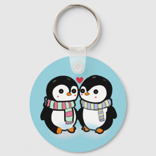 Porte-clés Amour de pingouin personnalisé d'hiver
