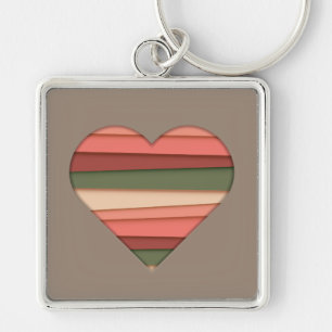 Porte-clés Amour du coeur rayé Saint-Valentin