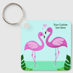 Porte-clés Amour du Flamant rose de texte personnalisé