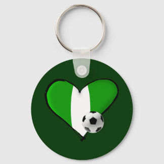 Porte-clés Amour du football style nigérian - coeur du drapea