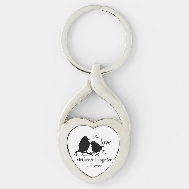 Porte-clés Amour entre mère fille citation d'oiseau (Devant)