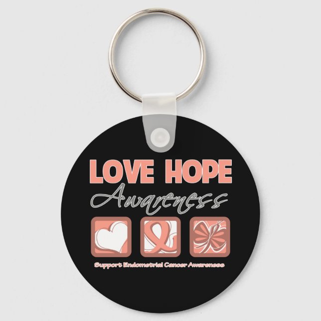 Porte-clés Amour Espérance Sensibilisation Cancer de l'endomé (Recto)