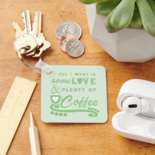 Porte-clés Amour et café ajoutent des initiales vert