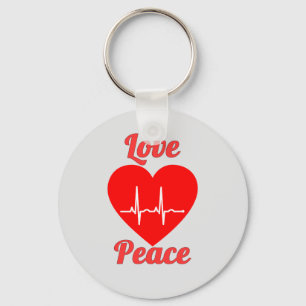Porte-clés Amour et Paix Coeur des Coeurs Word Art