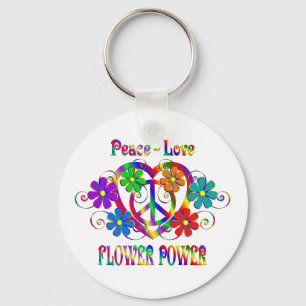 Porte-clés Amour flower power de paix