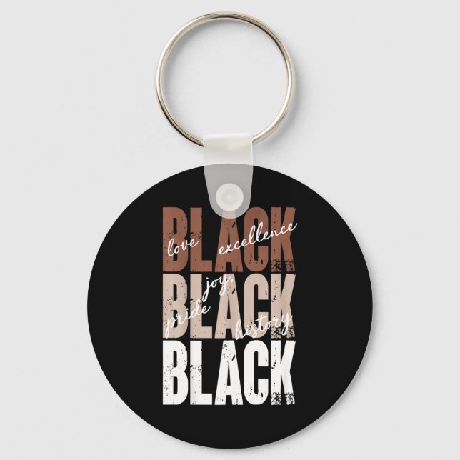 Porte-clés Amour Noir Excellence Joie Fierté Histoire Noire A (Recto)