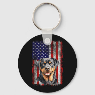 Porte-clés Amoureux de Rottweiler Drapeau américain 4 juillet
