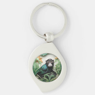 Porte-clés Amoureux des animaux de singe 3D moderne