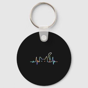 Porte-clés Amoureux des chats Heartbeat Animal Silhouette Cut