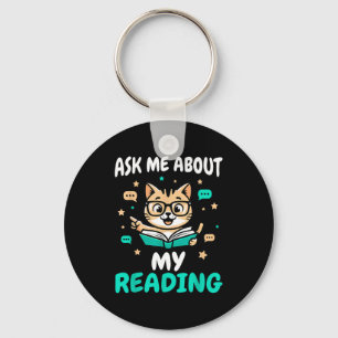 Porte-clés Amoureux des livres de chats - enseignant lisant -