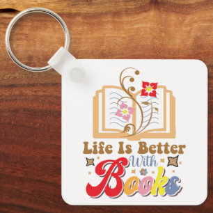 Porte-clés Amoureux des livres mignon Citation "La vie est me