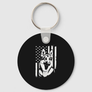 Porte-clés Amoureux du Berger Allemand Drapeau Américain USA 